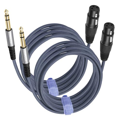2 Pack 1/4 TRS Male to 3Pin XLR Female Microphone Cable,6.35mm TRS to XLR Female Braid Quarter inch Balanced Cable for Mixer Microphone Active Speakers-10Feet - color: 1/4 TRS To XLR F, size: 10feet(2pack)