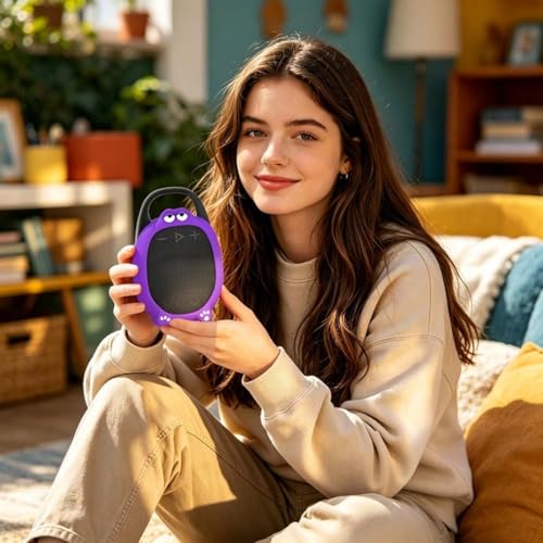 Soft Silicone Case for JBL CLIP5 Bluetooth Speaker Protective Cover Anti-Slip and Anti-Fall Fun Design with Paw Prints & Eyes Solid-Color Protector Sleeve (Purple) - color: Purple