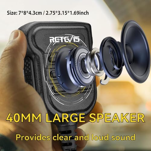 Retevis IP54 Waterproof Heavy Radio Microphone, 1 Pack | Police Walkie Talkie Shoulder Mic,for RT22/H777/RT21/RT68/RT86,Compatible with BAOFENG,Kenwood,BTECH,Rotatable Clip - style: Without AI Noise Reduction