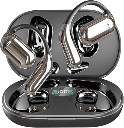 Boytond Ultra Open Ear Earbuds - Ergonomic Clip-On Earbuds, Small Bone Conduction Over-The-Ear Headphones with Waterproof Design, Perfect Running Headphones for Sports and Fitness, Carbon Black