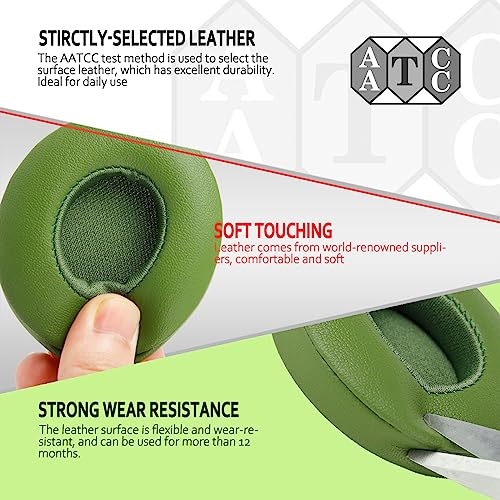Krone Kalpasmos Earpad Replacement for Beats Solo 2 & 3 Wireless/Wired Headphone, Ear Cushion Premium Protein Leather Memory Foam with Kits, Superb Comfortable Easy to Install – Hunter Green - color: Hunter Green