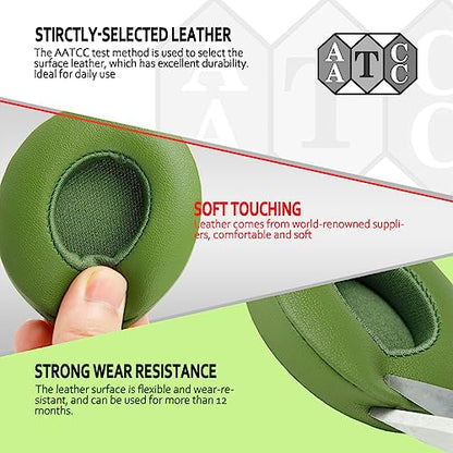 Krone Kalpasmos Earpad Replacement for Beats Solo 2 & 3 Wireless/Wired Headphone, Ear Cushion Premium Protein Leather Memory Foam with Kits, Superb Comfortable Easy to Install – Hunter Green - color: Hunter Green