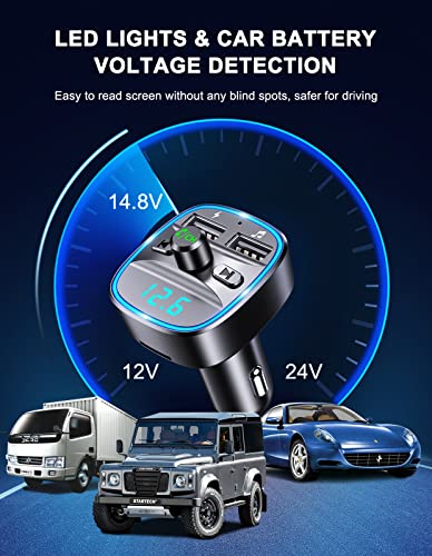 COMSOON FM Transmitter Bluetooth Car Adapter MP3 Player | Upgraded, Hands-Free Calling, Dual USB Ports (5V/2.4A & 1A), LED Screen, Support SD/TF Card Flash Drive