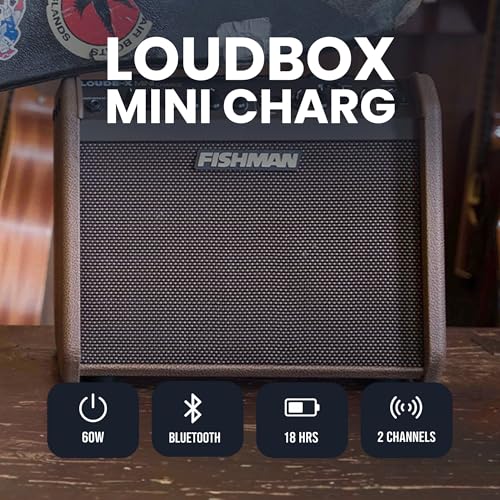 Fishman Loudbox Mini Charge Battery-Powered 60-Watt Acoustic Guitar Combo Amplifier Bundle with Gearlux XLR Cable, Instrument Cable, and Austin Bazaar Polishing Cloth - size: Mini Charge 60W