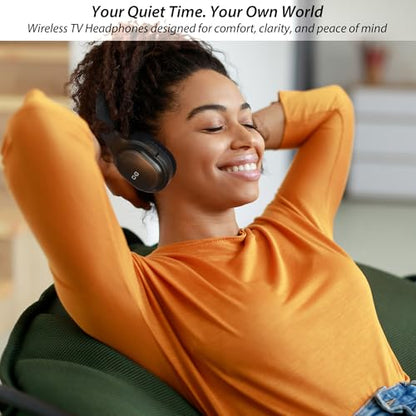 Wireless Headphones for TV, with 2.4G Transmitter, Optical & 3.5mm Input | Headphones TV for Seniors, Easy Setup, Plug & Play, 100ft Range, 48H Playtime, No Delay, Ideal Gift for Parents and Elderly