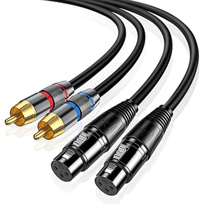 Tiierzon XLR to RCA Cable - 10Ft, Heavy Duty Dual XLR Female to Dual RCA HiFi Stereo Audio Connection Microphone Interconnect - size: 10Ft