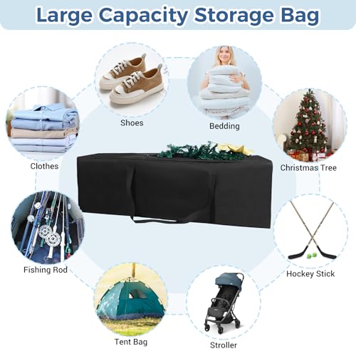 COOLBEBE 56" Sports Duffle Bag - 216L Extra Large Travel Duffel Luggage Bag | Upgrade 2-way Lockable Zippers, Heavy Duty Waterproof Long Duffle Bag for Tent Pole Camping Outdoor Moving (Black 56inch) - size: 56" x 14" x 17"