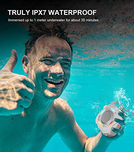comiso Shower Bluetooth Speaker, IPX7 Waterproof Speaker with LED Light | Portable Speaker with Punchy Bass and Loud HD Sound, Floating, Lanyard, 2000mAh for Travel, Beach, Kayak, Gift for Men, Women - color: Space Gray
