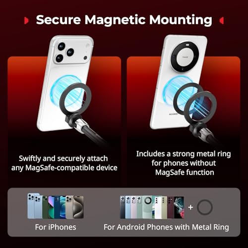SMALLRIG Magic Arm Clamp, Phone Mount for Magsafe & Magnetic Adapter Ring | 11 Inches Camera Mount for iPhone, for Android, for Action Cameras/LCD Monitor/LED Lights - size: 11''+phone mount