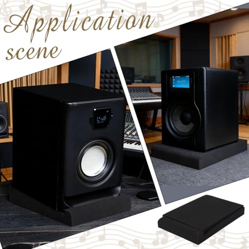 2 Pairs Studio Monitor Sound Isolation Pads Subwoofer Stand | High-Density Acoustic Foam for Vibration & Noise Reduction, Angled Speaker Riser for Home Studio, Desktop Speakers