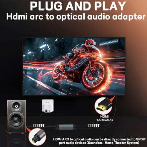 192kHz HDMI eARC to Optical Audio Adapter - 6FT,Not Support CEC - size: 6FT