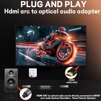 192kHz HDMI eARC to Optical Audio Adapter - 6FT,Not Support CEC - size: 6FT
