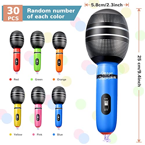 30 Pcs Inflatable Microphones for Kids & Adults, Karaoke Party Favors - color: Bright Color