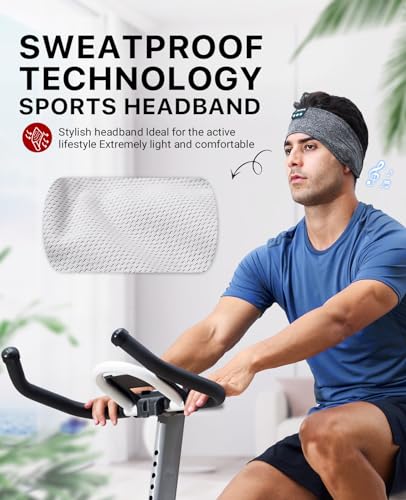 Perytong Sleep Headphones Wireless, Bluetooth Sports Headband Headphones with Ultra-Thin HD Stereo Speakers Perfect for Sleeping,Workout,Jogging,Yoga,Insomnia, Air Travel, Meditation (Grey) - color: Grey