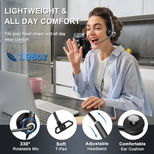 Callez Wired Computer Headset 3.5mm/USB-C Headset with Mic Noise Cancelling