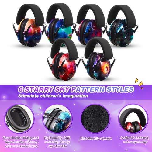 12 Pcs Kids Ear Protection Noise Cancelling Headphones Ear Muffs Bulk 27db Adult Noise Reduction Hearing Earmuff(Universal Fit (kids & Adults),Starry Sky Style) - size: Universal Fit (kids & Adults), style: Starry Sky Style