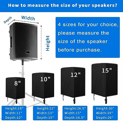 2PCS Speaker Cover for 15 Inch PA/DJ Powered Speaker Mounted on Stand, Outdoor Speaker Covers UV Protection Water Resistant Dustproof 800D Oxford Cloth(Black) - size: XL:30" H x 19" W x 20" D