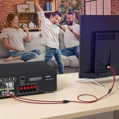 RCA Cable 6Ft,2Rca Male to 2-Rca Male Audio Stereo Subwoofer Cable [Hi-Fi Sound] Nylon-Braided Auxiliary Audio Cord for Home Theater, HDTV, Amplifiers, Hi-Fi Systems,Speakers and etc(6Ft/2M) - size: 6Ft/2M