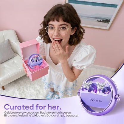 PAXA 3 in 1 Ctbuds Stylish Jewelry-Style Clip on Open Ear Headphones Wireless Earbuds, Instant Earring Mode, Ultra-Long 140H Play, Bluetooth 6.0, All-Day Wear for Work Fitness Daily Use, Purple - color: F-Purple-Butterfly Earring