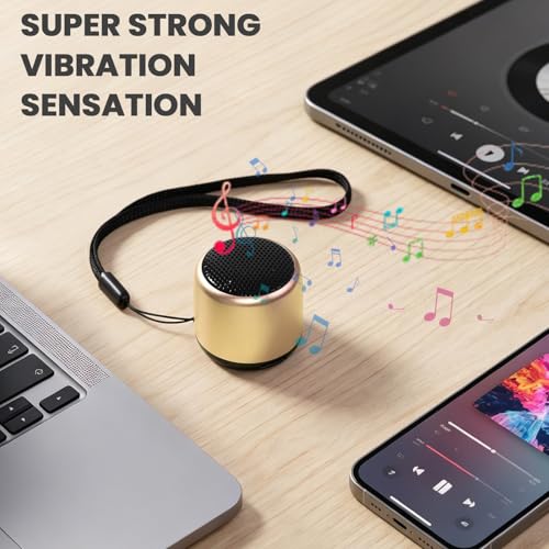 Best Mini Portable Bluetooth Speaker with HD Sound & Bass I Smallest Wireless Bluetooth Speakers for Phone/PC/Tablet I Photo Selfie Button Answer Phone Calls I Cute Tiny Speaker (Gold) - color: Gold