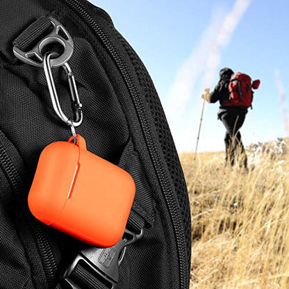 for AirPods 2nd/1st Case Silicone Cover, Orange | Compatible with Apple AirPods 2nd/1st (2019/2016) Generation with Keychain & Cleaner Kit, Wireless Charging Compatible - color: E1-Orange