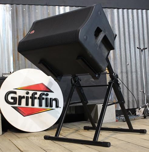GRIFFIN Guitar Amplifier Stand (Stage-FramePRO Series) – Low Profile Audio Amp Tilt Back Adjustment – Combo PA Speaker Karaoke Monitor Holder – Speaker Cabinet Studio Equipment Platform Riser