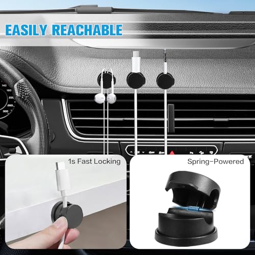 6PC Cord Organizer Holder for Desk, New 360° Rotatable Spring Cable Clips | Strong Adhesive Cable Management Office Desk Accessories, Adjustable Wire Charger Holder for Nightstand, Home, Kitchen, Rv