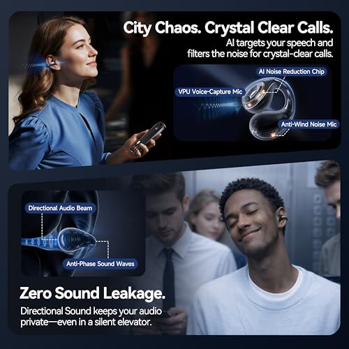 Linklike Air Open Ear Clip-on Earbuds｜Zero-Gravity Wearable Tech｜Midnight - color: Midnight