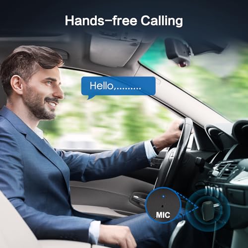 SIMOLIO Bluetooth Receiver for Car w/AUX, Hands-Free Call & Volume Control | 3.5mm Bluetooth Audio Adapter with 35H Battery Life, Wireless Receiver for Home Stereo & Wired Headphones/Speakers JH-215A