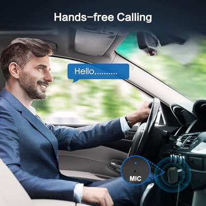 SIMOLIO Bluetooth Receiver for Car w/AUX, Hands-Free Call & Volume Control | 3.5mm Bluetooth Audio Adapter with 35H Battery Life, Wireless Receiver for Home Stereo & Wired Headphones/Speakers JH-215A