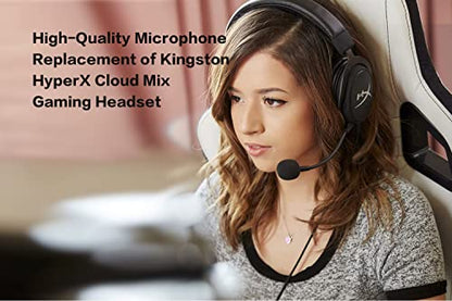 Replacement Game Mic for Kingston HyperX Cloud Mix Gaming Headset on PS4 PS5 Xbox One PC, 3.5mm Detachable Boom Microphone