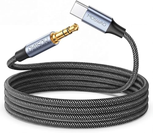MOSWAG Aux to USB C, USB C to 3.5mm Audio Aux Jack Cable, 3.3FT | DAC decoder Chips, Nylon Braid, For iPhone 17 16 Pro Max, Galaxy S25 S24 Ultra, iPad Pro, Pixel 9, Headphones, Speakers, Car - size: 3.28FT/1M