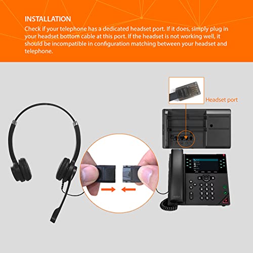 IPD IPH-250 Phone Headset with Noise Cancelling Microhone for Office and Call Center- Comapatible with Polycom VVX, Aastra,Avaya Digital, Nortel,Samsung,Mitel landline Phones. | Office and Call Center, Compatible with Polycom VVX, Aastra, Avaya Digital, N