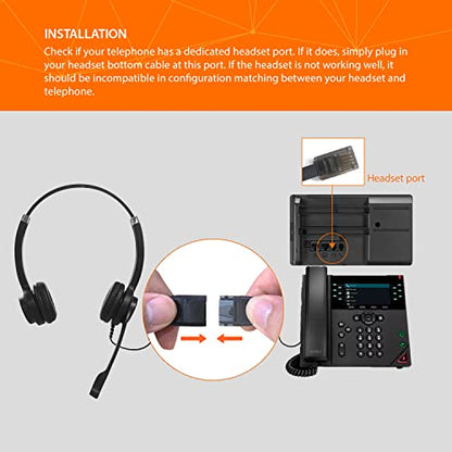 IPD IPH-255 Phone Headset with Noise Cancelling Microhone for Office and Call Center- Comapatible with Polycom VVX,Aastra,Avaya Digital, Nortel, Samsung,Mitel landline Phones | Office and Call Center, Compatible with Polycom VVX, Aastra, Avaya Digital, No
