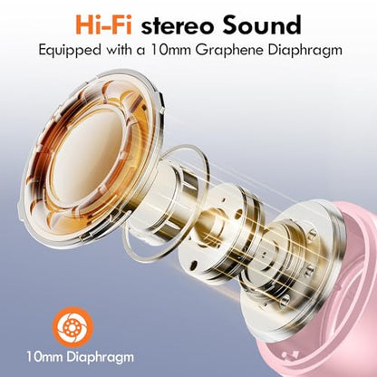 Lanteso True Wireless Earbuds Bluetooth 5.4, in Ear Headphones | 48H Playtime,Light Weight, Built in Mic, Premium Sound with Deep Bass, Clear Calls for Sports Workout Pink - color: Pink