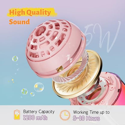 Wireless Karaoke Machine Portable Bluetooth Microphone with LED Light | Best Chritmas Birthday Festival Party Gift for Adults 3 4 5 6 7 8 9 10 11 12+ Year Old Girls Boys Kids (Pink) - color: Pink