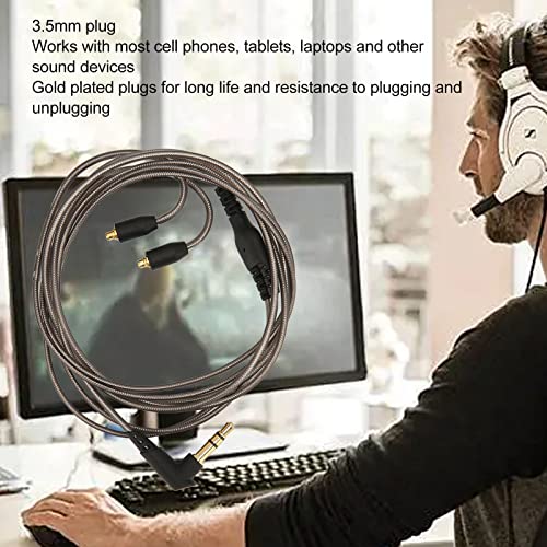 Replacement Cable for SE215 SE535, Tinned Copper MMCX Connector, Soft Flexible Cord for Shure Earphones (Black)