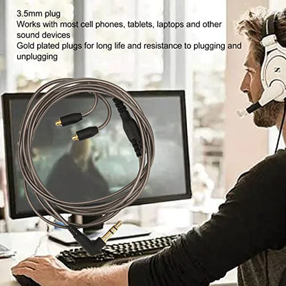 Replacement Cable for SE215 SE535, Tinned Copper MMCX Connector, Soft Flexible Cord for Shure Earphones (Black)