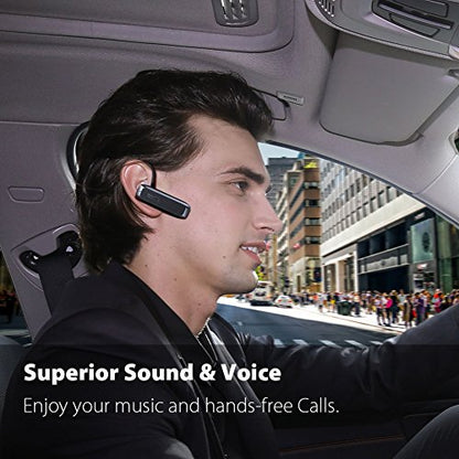 Bluetooth Headset, Hands-Free Wireless Earpiece w/ 18 Hours Playtime and Noise Cancelling Mic for iPhone Samsung Android Cellphone Truck Driver-2Pack