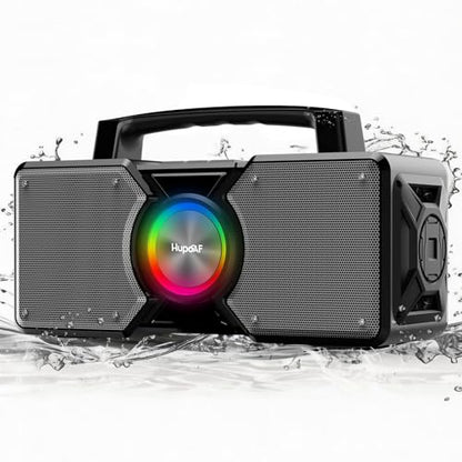 Hupoaf Speakers Bluetooth Wireless,160W Max Loud Bass Outdoor Speaker, IPX7 Waterproof, Boombox Sound, All Day Battery, Wireless TWS Pairing Speakers Portable for Party, Outsides, Beach,Garage