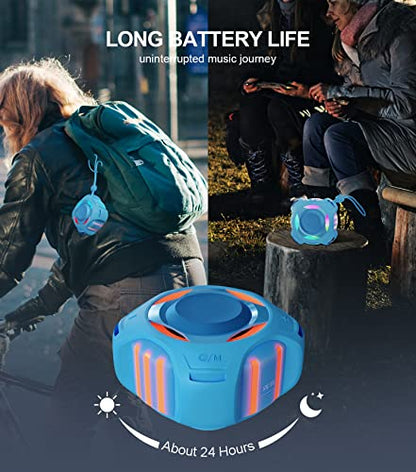 comiso Shower Bluetooth Speaker, IPX7 Waterproof Speaker with LED Light | Portable Speaker with Punchy Bass and Loud HD Sound, Floating, Lanyard, 2000mAh for Travel, Beach, Kayak, Gift for Men, Women - color: Sky Blue