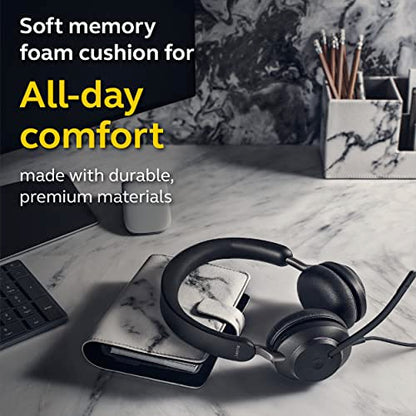 Jabra Evolve2 40 MS Wired Headphones, USB-A, Stereo, Black – Telework Headset for Calls and Music, Enhanced All-Day Comfort, Passive Noise Cancelling Headphones, MS-Optimized with USB-A Connection - size: Microsoft Teams, style: Stereo (USB-A)