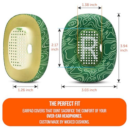 WC SweatZ Max - Patented Silicone Sweat Covers for AirPods Max 1 | Made by Wicked Cushions | (Does Not Fit AirPods Max 2). Sweatproof, Full Earpad Protection | Emerald Tide - color: Emerald Tide