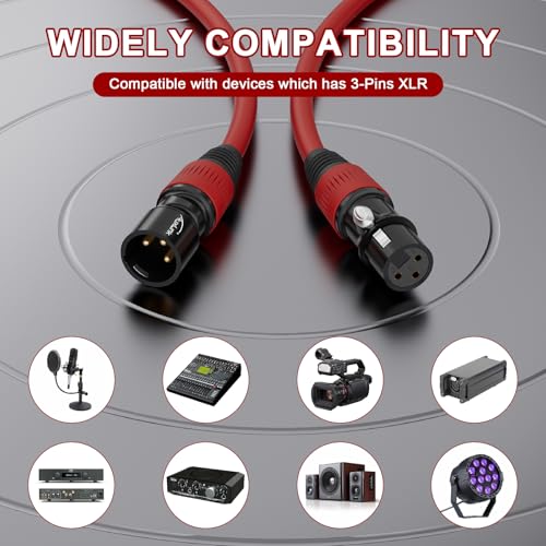XLR Cables 15ft, Microphone Cable Male to Female Gold-Plated 3 Pins Speaker Cable - 1Pack - size: 15ft