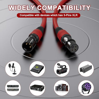 XLR Cables 15ft, Microphone Cable Male to Female Gold-Plated 3 Pins Speaker Cable - 1Pack - size: 15ft