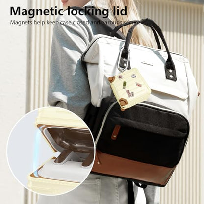KOREDA Compatible with Samsung Galaxy Buds 4 Case/Buds 4 Pro Case Cover, Cute Funny Suitcase Design Case for Galaxy Buds 4 Pro, Fashion Protective Hard Case for Women Men with Keychain (Beige) - color: Beige
