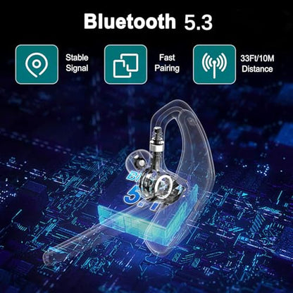 Bluetooth Earpiece Wireless with Mic Mute 100 Hours Work time Black | Ultralight Business Earphone for Driving/Trucker/Office Compatible with Cell Phones and PC