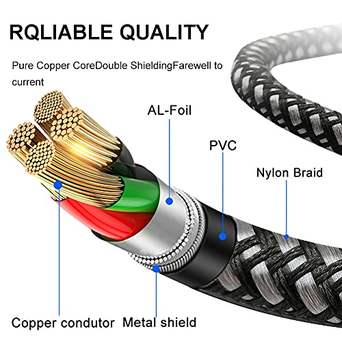6.35mm to 3.5mm Headphones Adapter cable 15 ft,Yeung Qee TRS 1/4" Male to 1/8" Female Stereo Audio Cable Compatible for Amplifiers, Guitar Amp, Piano, Home Theater Devices, or Mixing Console (15FT/5M) - size: 15 FT