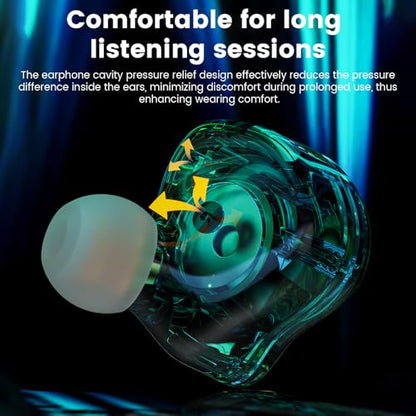 Qkz Ak6 Lucky in Ear Monitor, HiFi Wired Earbuds, Tunable Sound Wired Headphones Gaming Earbuds with 3-Level Adjusting Switch, Detachable Cable for Music Gaming Video Calling (Green) - color: Green