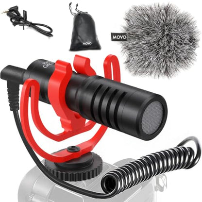 Movo VXR10 Universal Shotgun Mic for Camera | Camera Microphone for DSLR, iPhone, Android - Directional Shotgun Mic for Canon, Nikon, Sony - Vlogging & Video